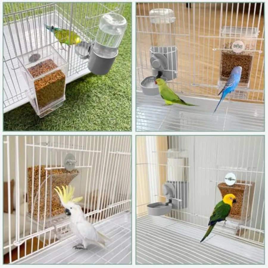 【Spot goods】No Mess Bird Feeder Water Dispenser Set Bird Feeder for Cage Cage Accessories for Cockatiels Finches Budgies and Ca view 4