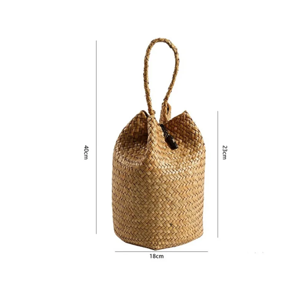 Handmade Straw Woven Handbag Simple Design Woven Texture Artistic Woven Bag Multifunctional Lightweight Straw Shopping Bag