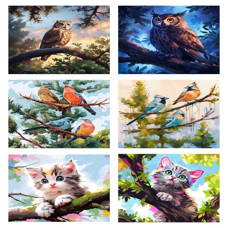 

PhotoCustom Acrylic Painting By Numbers For Adults Owl With Frame Coloring By Numbers Diy Animal Gift Wall Decors