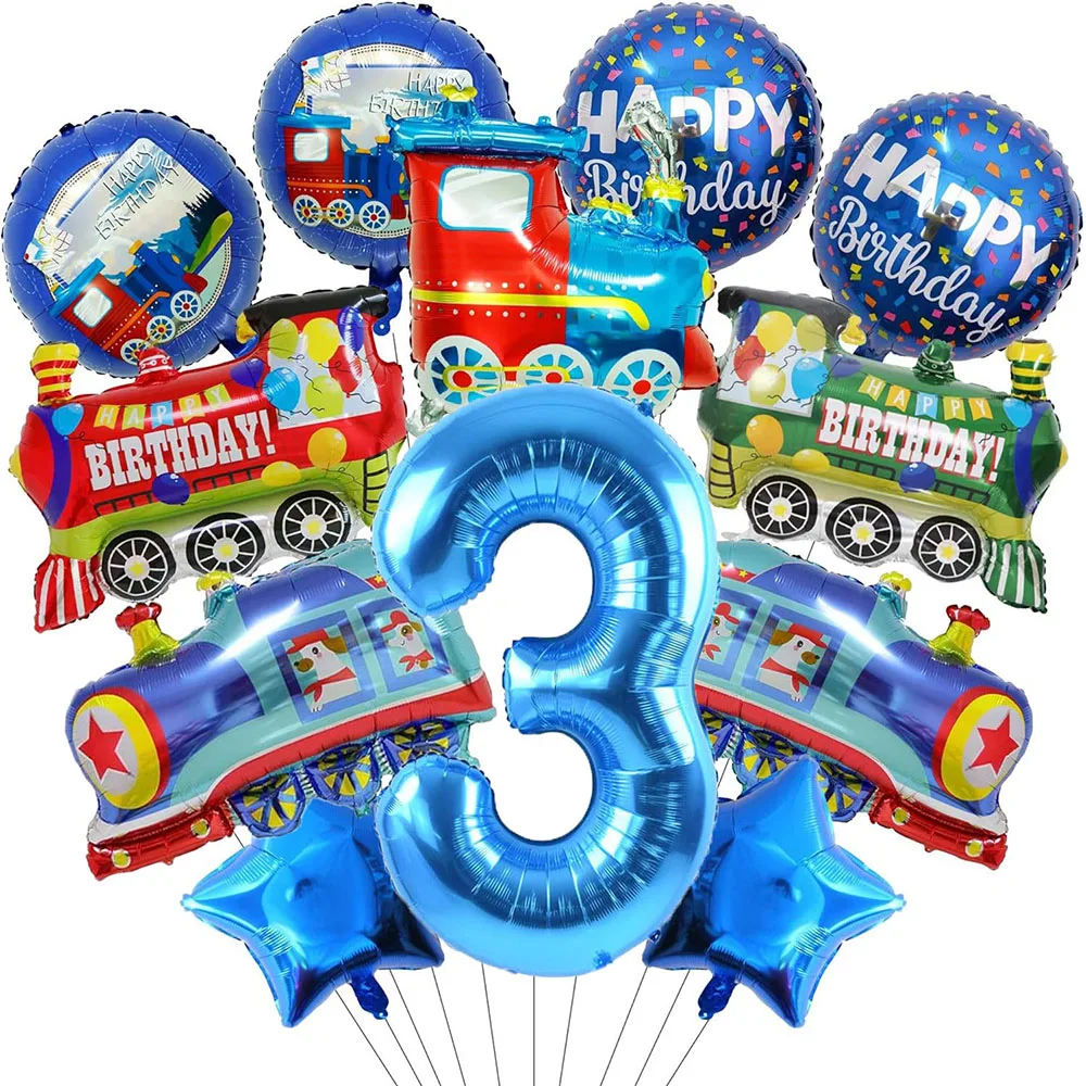 32-Zoll-Zug-Geburtstagsballons, bunte Folienballons im Zug-Design, geeignet für 2. Geburtstag, Jubiläumsfeier, Babyparty, Hochzeitsdekoration, Geschenke – Detail 5