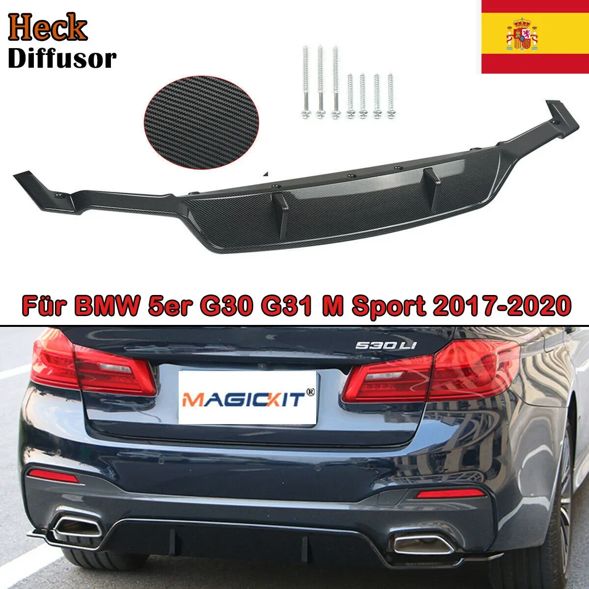 

MagicKit Carbon Fiber Look 3D Style Rear Diffuser Lip For BMW G30 G38 M-Performance 2016+