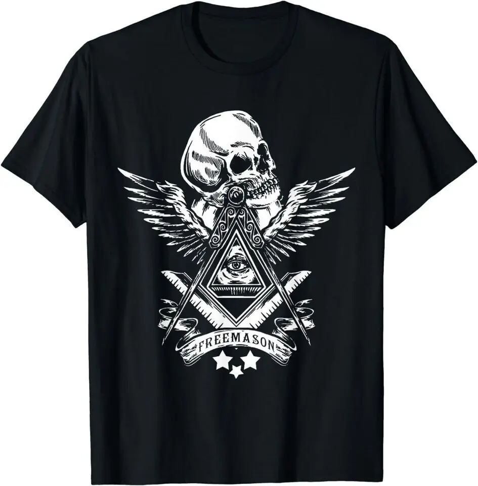 

Freemason Compass Square All Seeing Eye Wings Masonic Skull T-Shirt Funny S-5XL