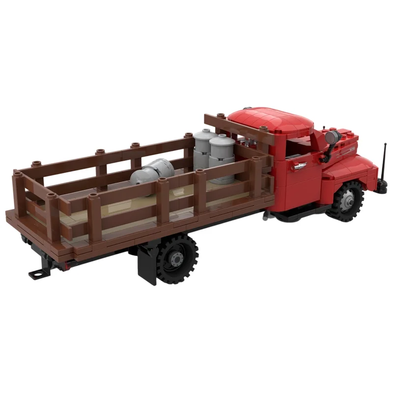 MOC Building Blocks Vintage Stake Bed Truck Old Timer Design Detailed Realistic DIY Assembly Brick Set Desktop Display Model