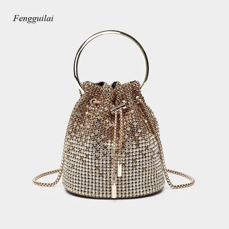 

Роскошная женская сумка-ведро Flash Diamond с эмалевым покрытием в форме капли, полностью инкрустированная стразами, для вечерних выходов