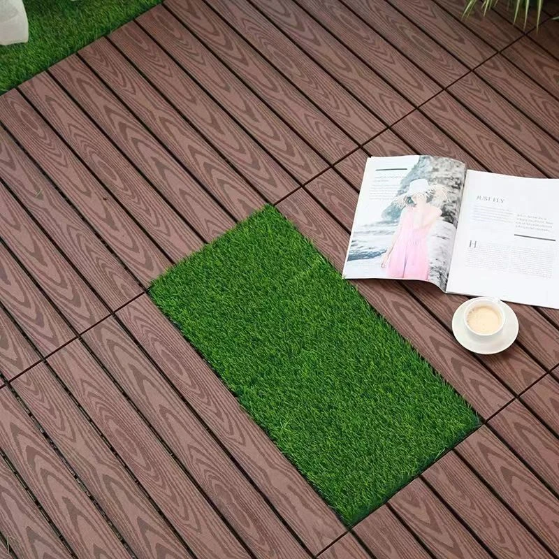 Plastic Wood Moisture-Proof Floor Anti-Corrosion Wood Floor Outdoor Terrace Balcony Self-Laying Outdoor Renovation Spliced Floor