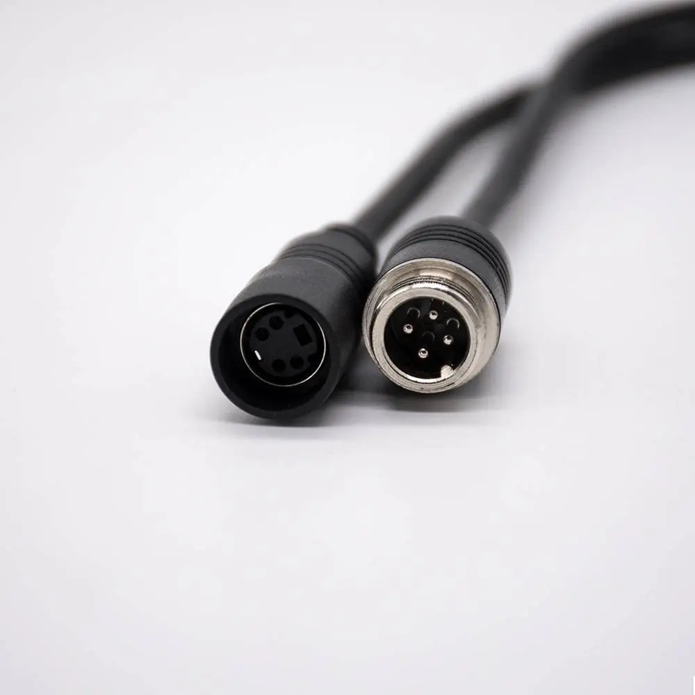 keisnoaja GX12 connector 4 pin Circular Mini DIN 4 Pin Straight Connector Female to GX12 Male 4 Pin Injection Cable Black 1M