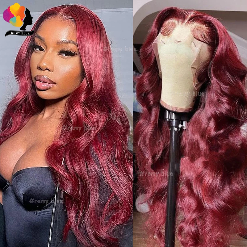 

Cherry Red 99J Body Wave Lace Front Wig 13*4 13*6 Transparent Human Hair Lace Frontal Wigs for Women Burgundy Body Wave Wig