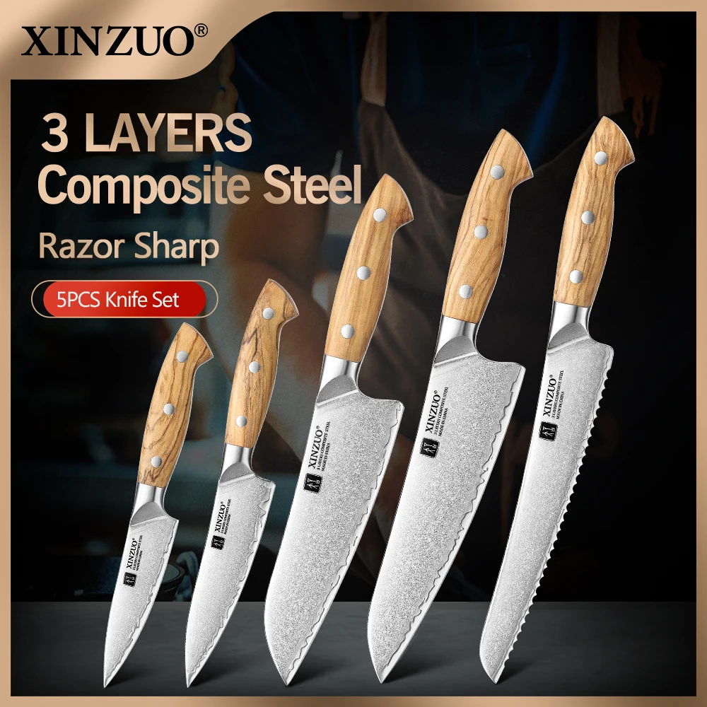 xinzuo-1~5-piece-composite-steel-knife-set-choice-paring-utility-chef-10cr15comov-core-light-weight-superior-anti-rust-gift-box