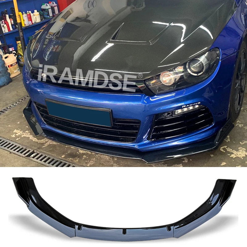 Front Bumper Spoiler Protector Plate Lip Splitter Body Kit For VW Scirocco R 2009 - 2014 Carbon Surface Decorative Strip Shovel