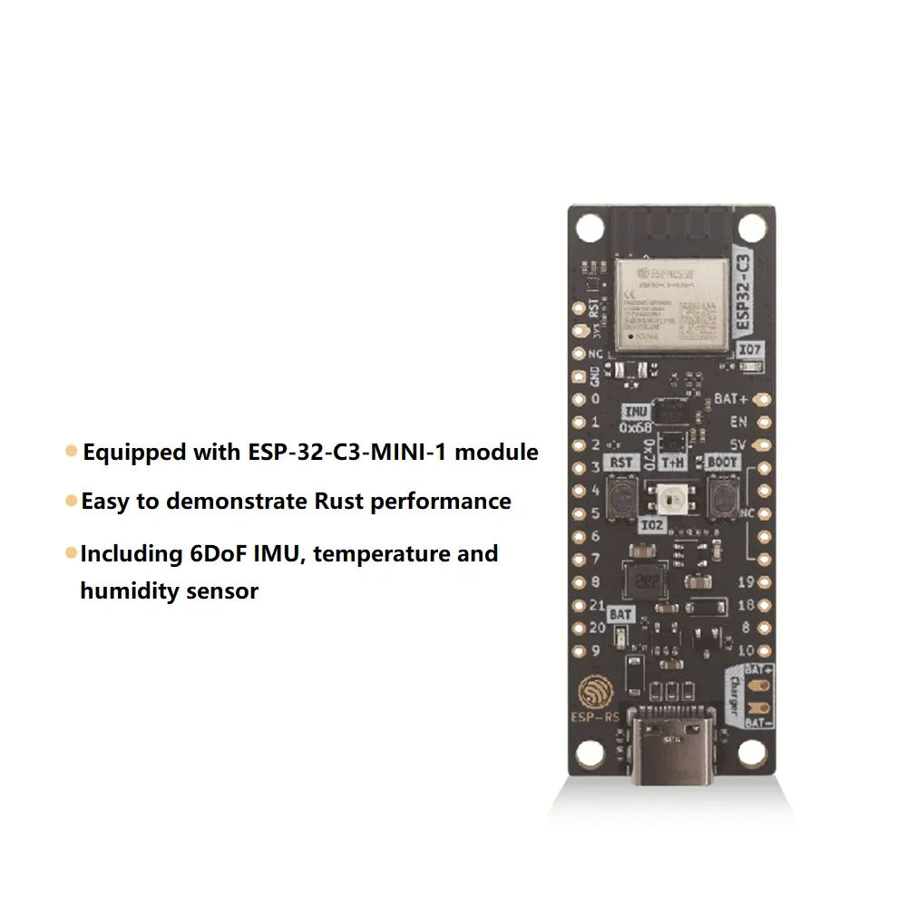 ESP32-C3-DevKit-RUST-1 Development Board Onboard 6DoF IMU Temperature and Humidity Sensor