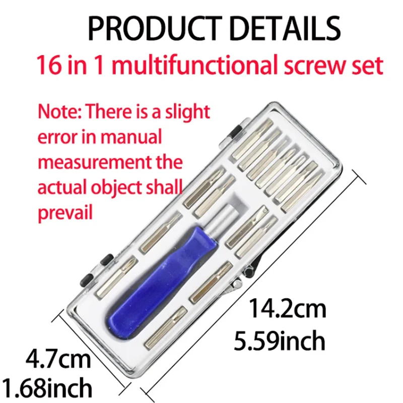 16-in-1-Multifunktions-Schraubendreher-Set, Multi-Bit, Präzisions-Mini-Magnetset, Mobiltelefon, IPad, Kamera, Reparatur zu Hause