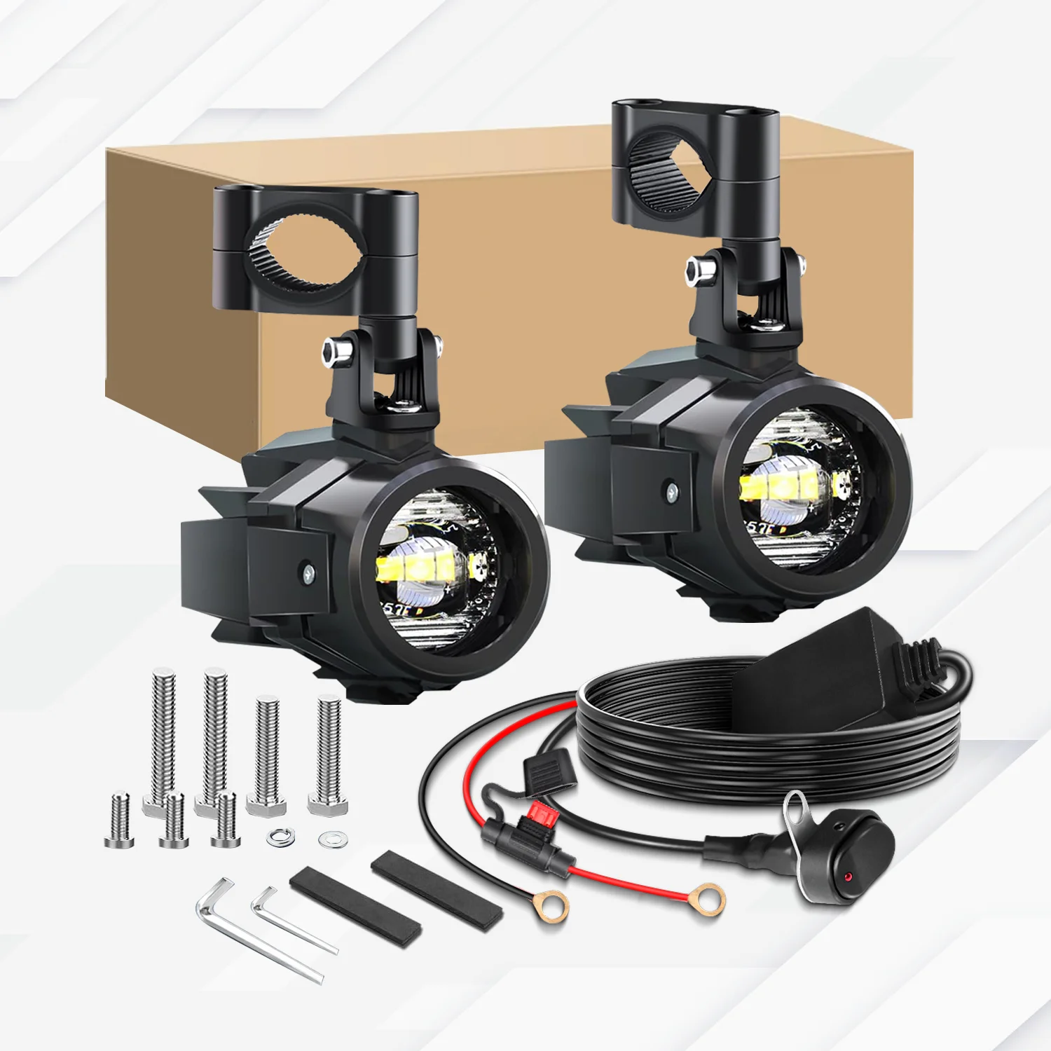 

Комплект вспомогательных фонарей для мотоцикла, светодиодные фары дальнего света, 90 Вт, 8000 лм, белый цвет, внедорожные рабочие фары, подходят для мотоцикла, внедорожника, квадроцикла