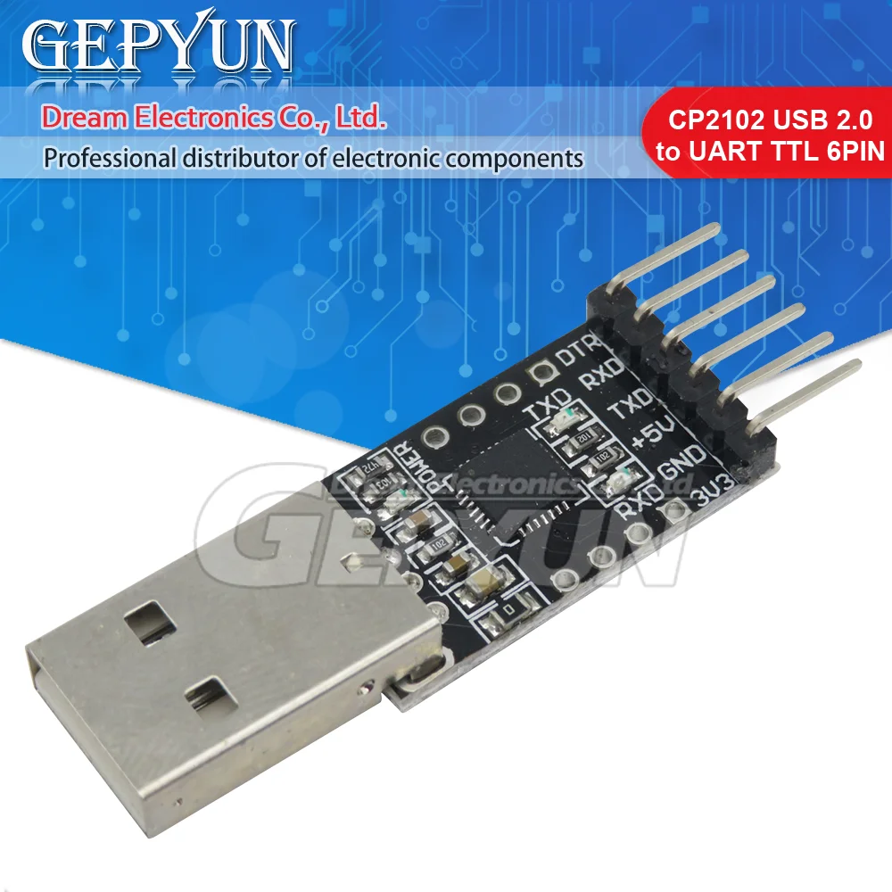 CP2102 USB 2.0 para UART TTL 6PIN Módulo Conector Conversor Serial