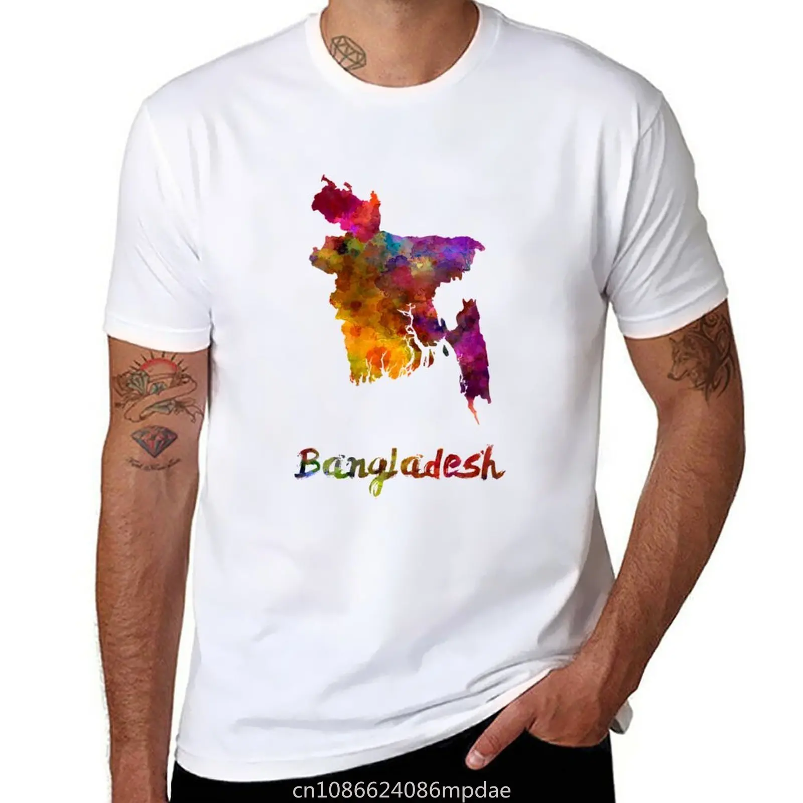 Bangladesh in watercolor T-Shirt heavyweights summer tops new edition men workout shirt