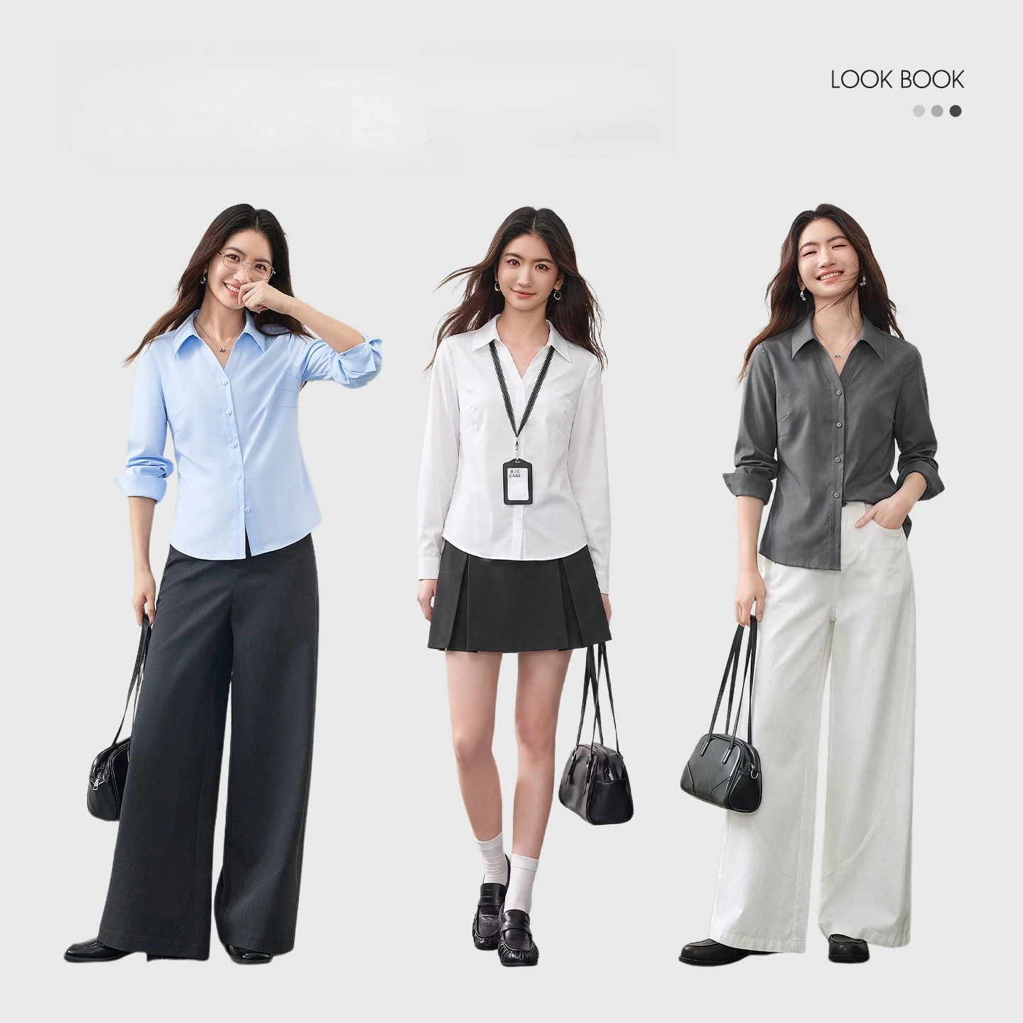 SENTUBILA Wrinkle‑Resistant Women's Gray Shirt 2026 Autumn Commuter Workplace Elegant Long Sleeve Shirt Ladies Top Q63CA7841