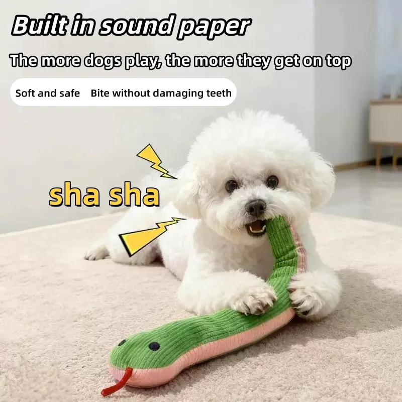 Squeaky Snake Shape Pet Toy Interactive Tug Play Dog Chew Toy For Puppy Cat Durable Bite Resistant Teething Toy Reduce Boredom