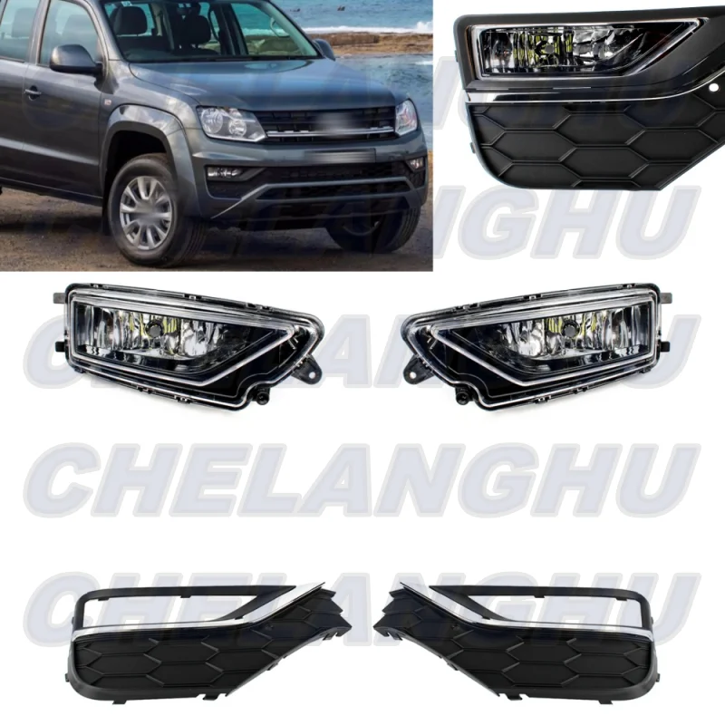 

For VW Amarok 2017 2018 2019 2020 2021 2022 Front LED Fog Light Lamp+Grille Cover 2H6941699B 2H6941700B ; 2H6807489 2H6807490