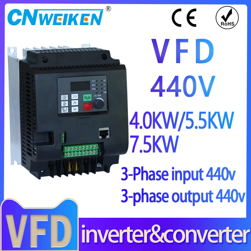 HOT! superior quality Soft start VFD 0.75KW-11KW 3-phase input Inverter Output 3-Phase Frequency Converter Adjustable Speed 440V