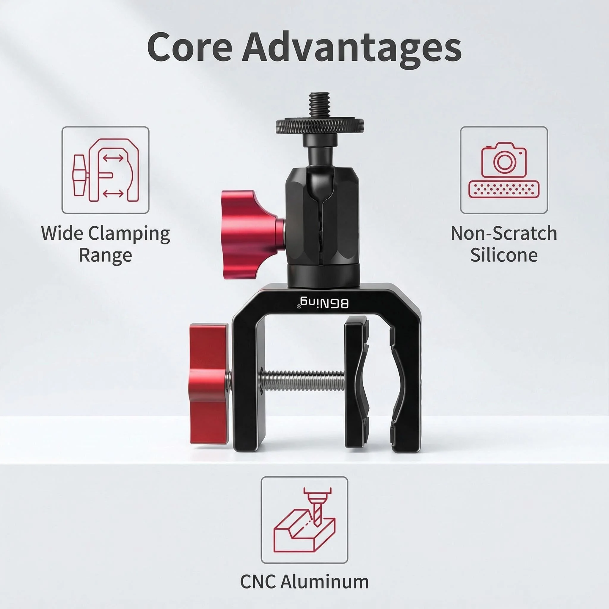 Soporte Con Rótula De 17 Mm Para Teléfono | Abrazadera Ajustable 50-90 Mm, Gira 360° Para Trípodes Y Cuellos De Cisne