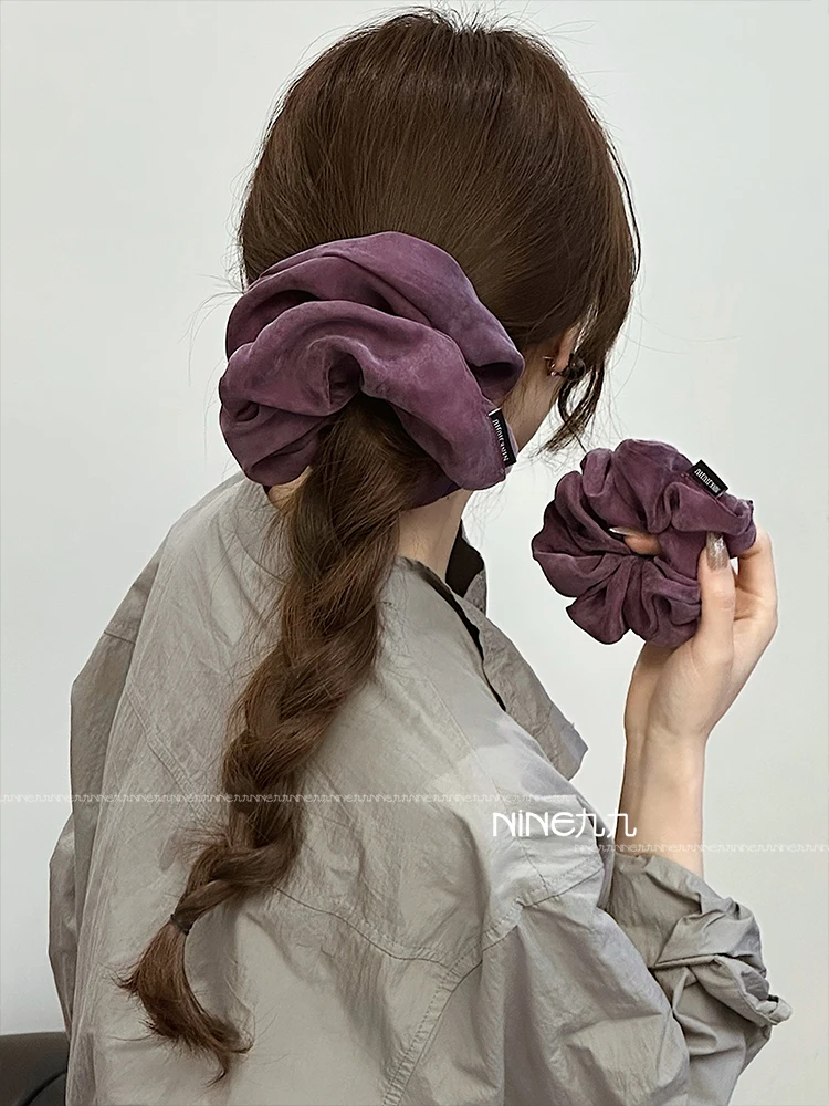 

Solid color cotton and linen new retro French large intestine ring, versatile hair band, high elastic headrope disc hair