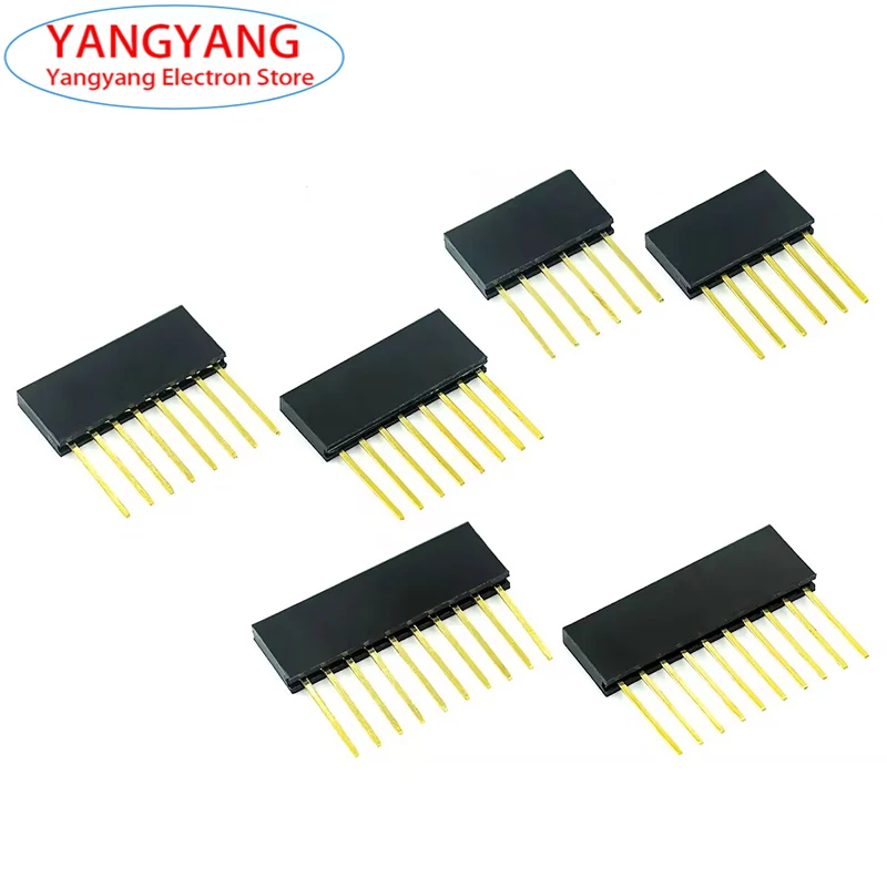 5/10/20Pcs New 2.54mm Single Row Pin 11MM PC104 Long Female Header Socket Strip Stackable PCB Connector 1*6 1*8 1*10 6P 8P 10P