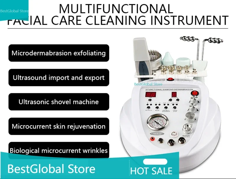 Microdermabrasion Machine Face Lifting Deep Cleansing Diamond Peeing 5 in 1 Dermabrasion Ultrasonic    Scrubber   Bio