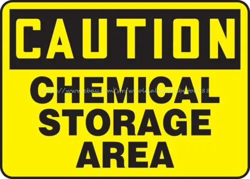 room decor ideas Caution Chemical Storage Area metal tin sign