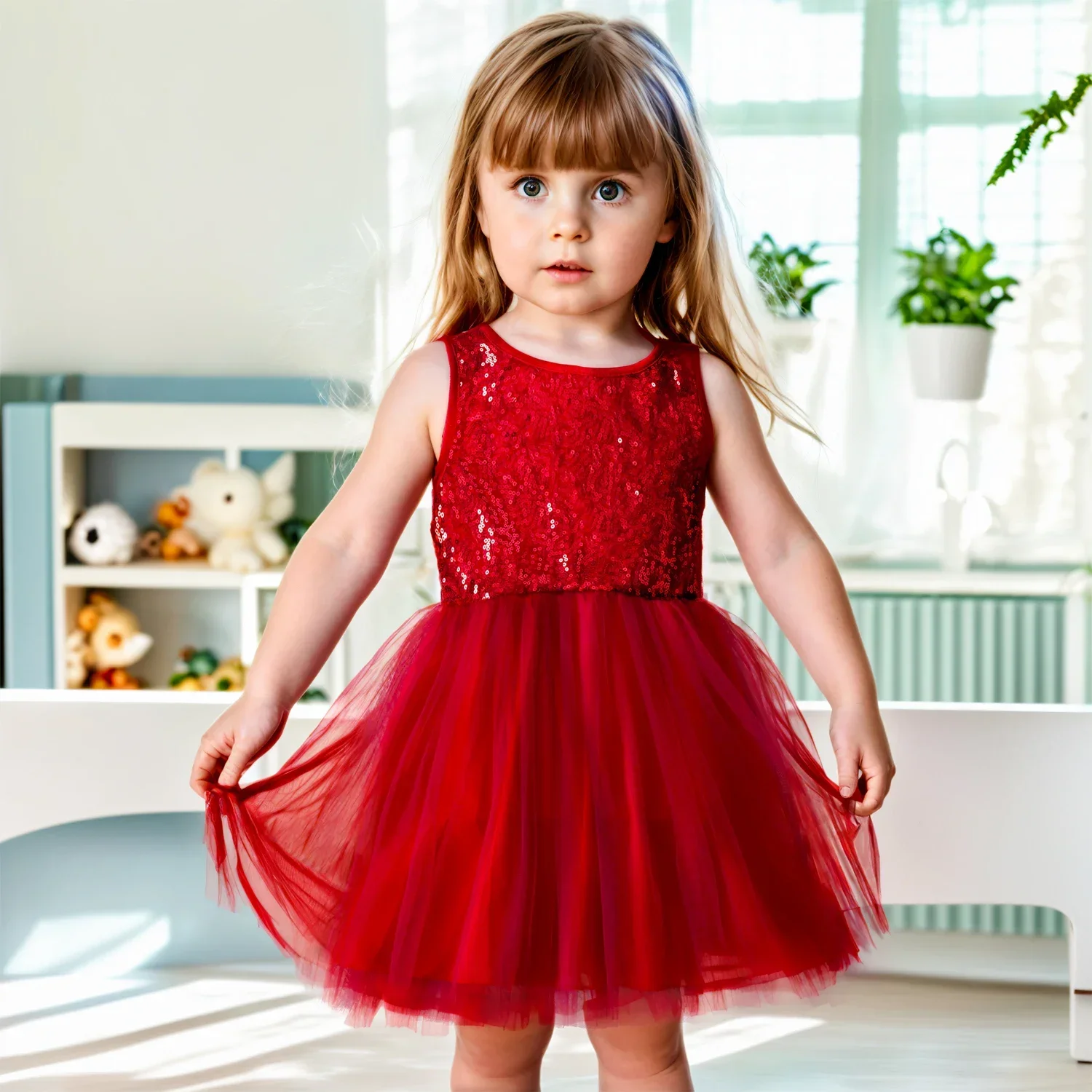 Sequins Sleeveless Baby Girls Tutu Dress Kids Princess Birthday Party Dresses Christmas Toddler Girl Causal Clothes 2-6 Years