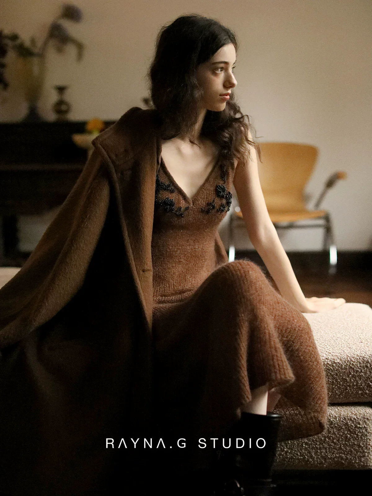 Primavera otoño mujeres 1970S Vintage inspirado bordado rebordear lana tejido ajustado sin mangas Camis vestidos