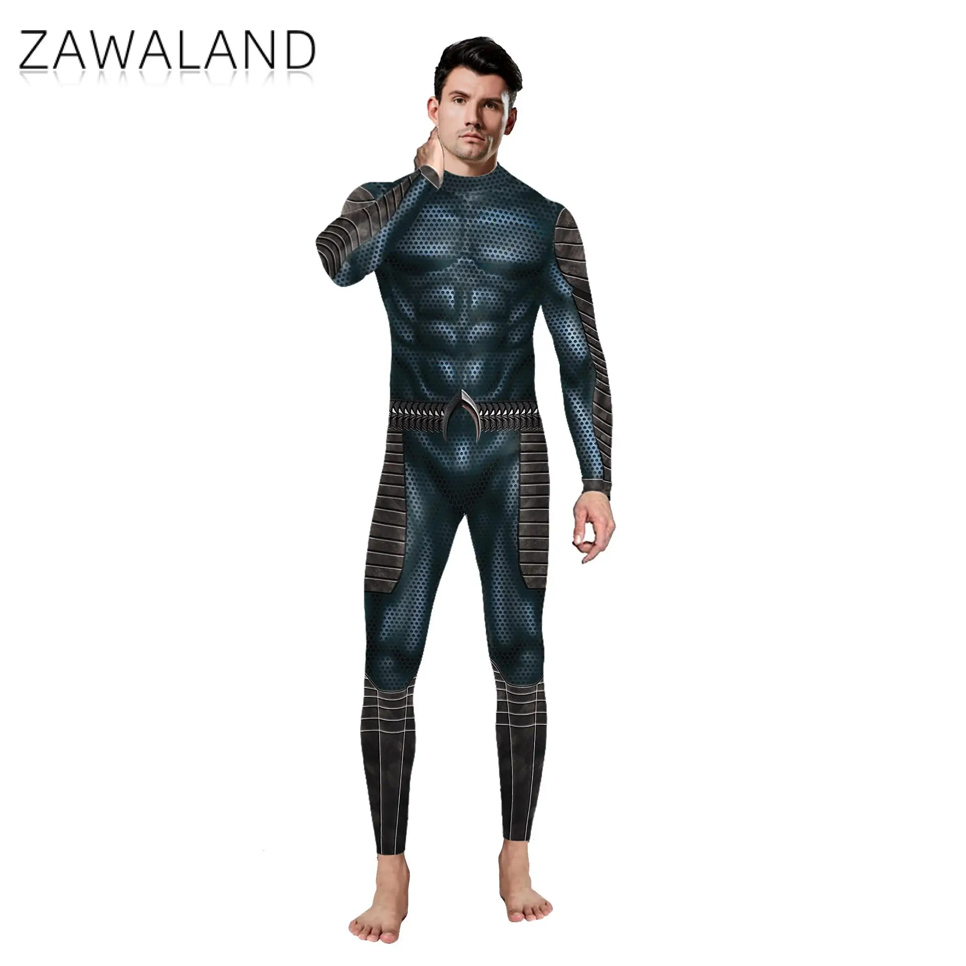 Zawaland Halloween Cosplay Kostuum Film Muscle 3d Print Jumpsuit Zentai Bodysuit Volwassen Catsuit Spandex Fullsleeve Kleding