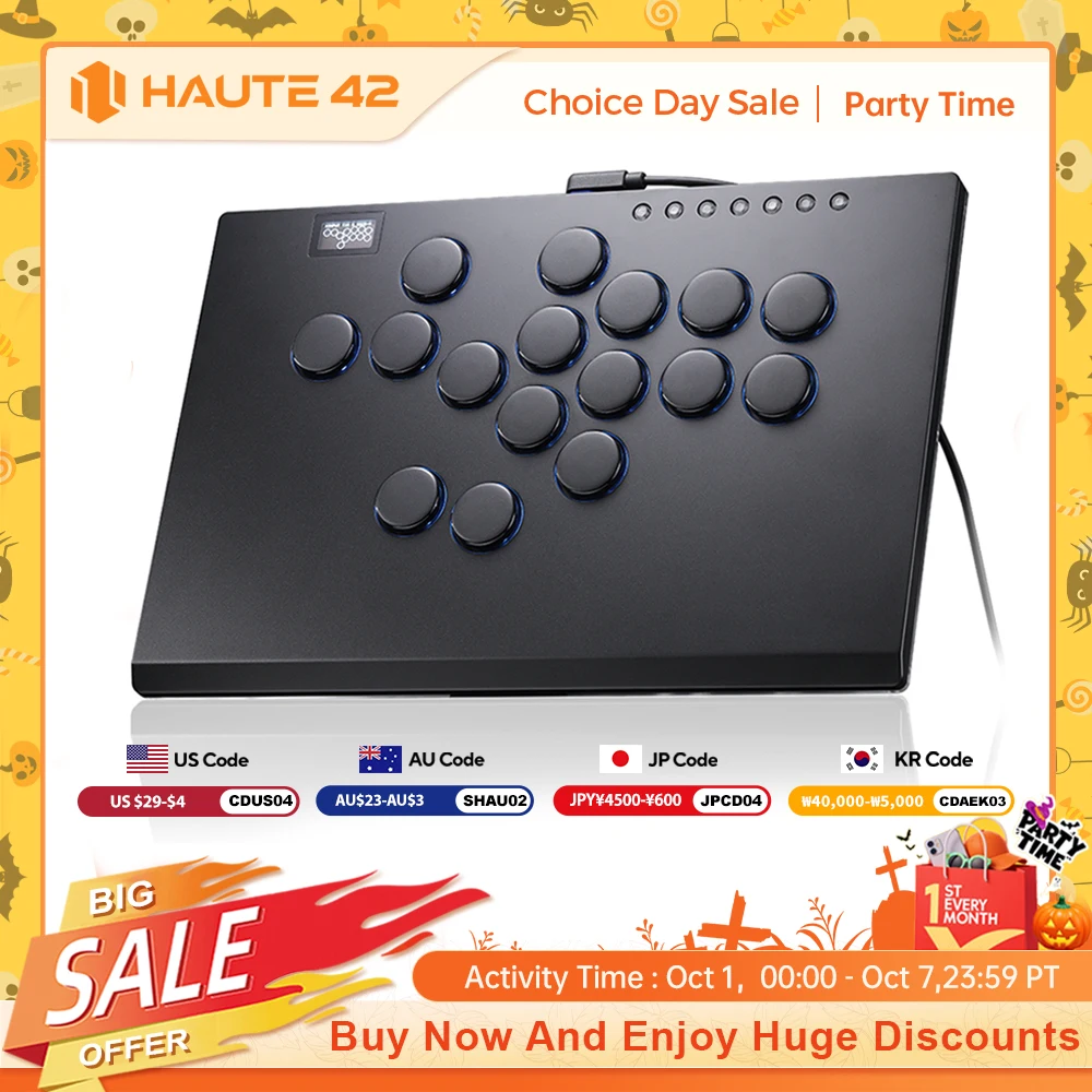 

Джойстик из алюминиевого сплава Haute42, аркадный хитбокс, безрычажный контроллер, аркадный контроллер для ПК/PS4/PS5/Steam Fightstick Hitbox