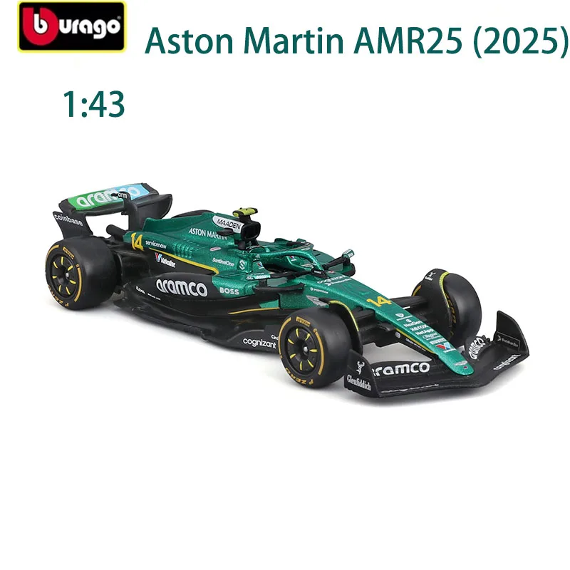 Bburago 1:43 2025 Aston Martin F1 AMR25 #14 Alonso #18 Stroll Australian GP Livery Diecast Alloy Race Car Model Collectible Toy
