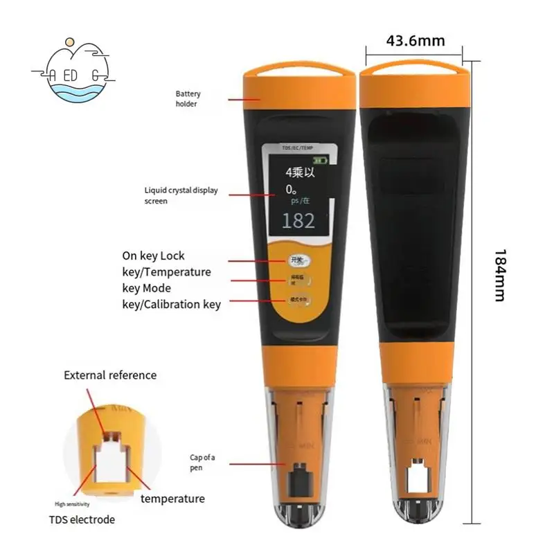

AED6-высокоточный прибор для тестирования водопроводной воды EC Conductivity Water Pen TDS Удобная ручка для тестирования качества воды 3-в-1
