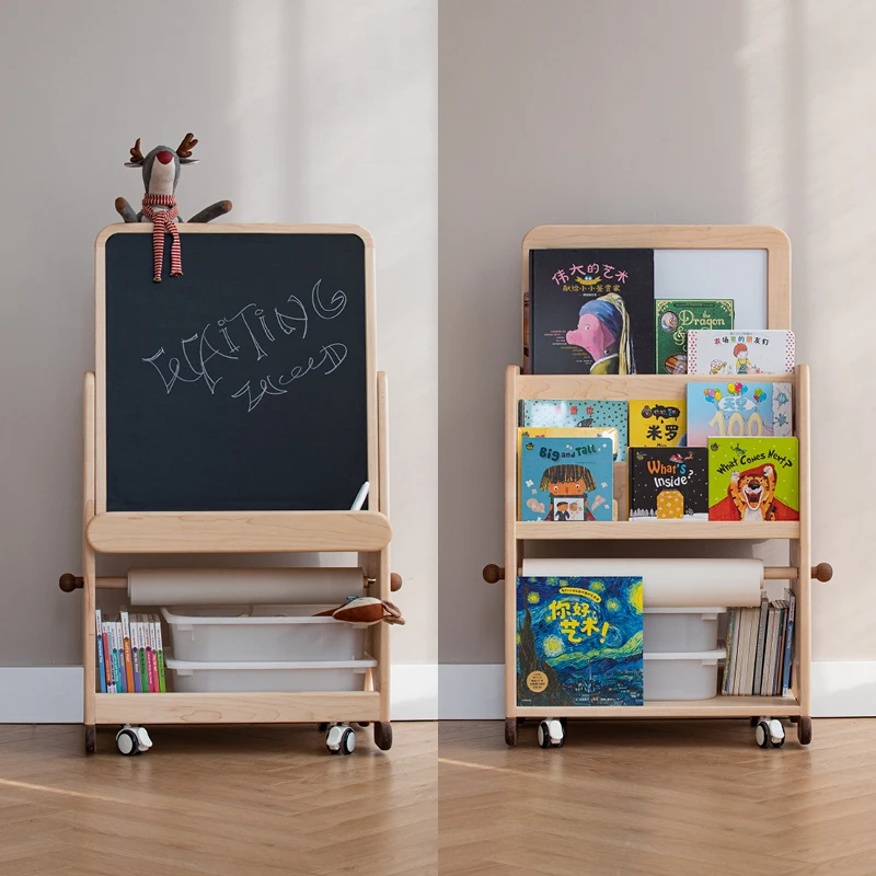 

Joke Store Blackboard Shelf Full Solid Wood Children's Picture Book Shelf Toy Bookcase Drawing Board Display Shelf