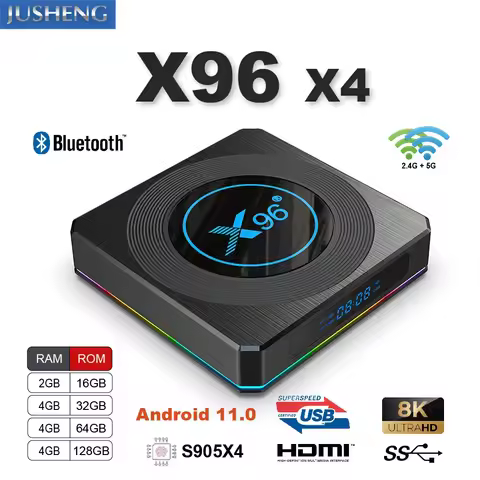 X96 X4 Android 11.0 Smart TV BOX 8K Amlogic S905X4 1000M 4G 32GB/ 64GB 3D Wifi 2.4G&amp;5G Support Media Google Player Set Top Box