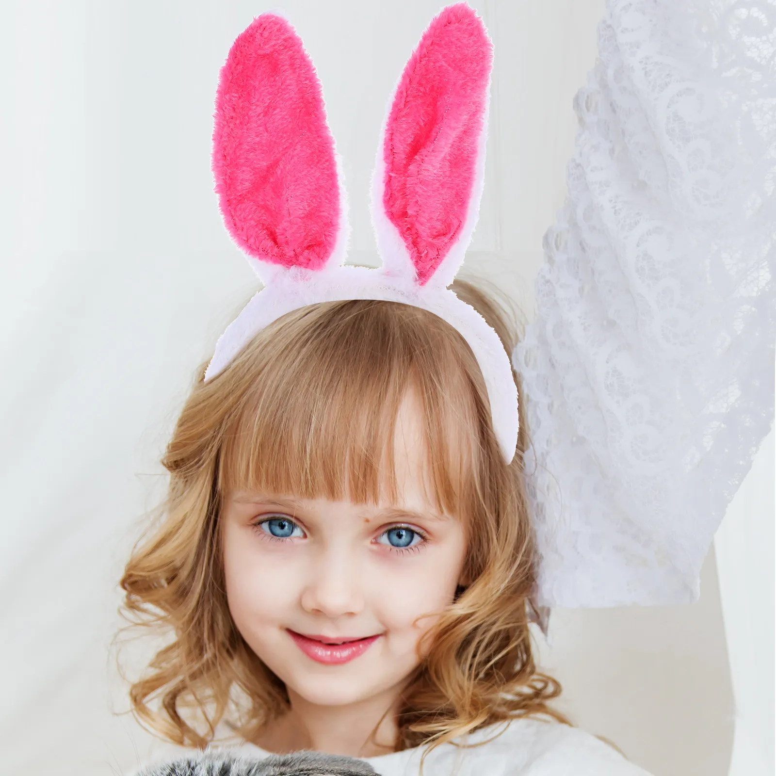 10pcs Rabbit Ears Headbands Easter Bunny Hair Hoops Lightweight Comfortable Stage Party Costume Kids Boys Random Color