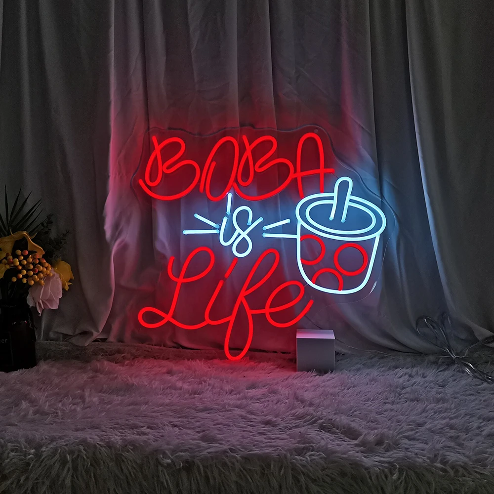 

Boba Tea Is Life Neon Sign Custom Boba Tea LED Neon Light Drinks Coffee Bar Shop Wall Decor Personalized Restaurant Welcome Sign