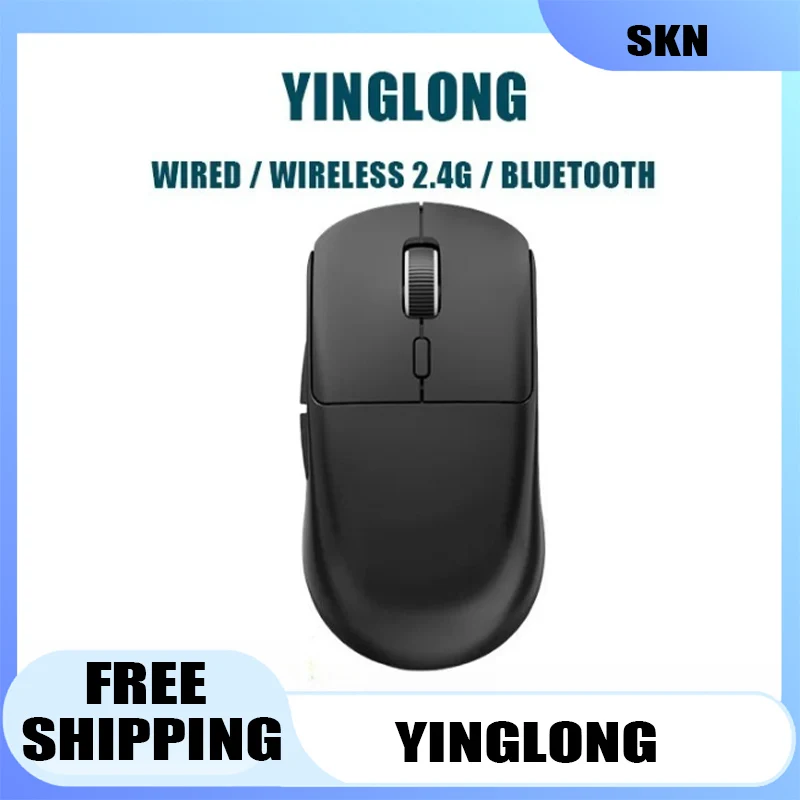 

Skn Yinglong Wireless Gaming Mouse Dual 8k Paw3950 Paw3395 Three-Mode Wireless 2.4g Bluetooth E-Sports Level Low Latency Gift