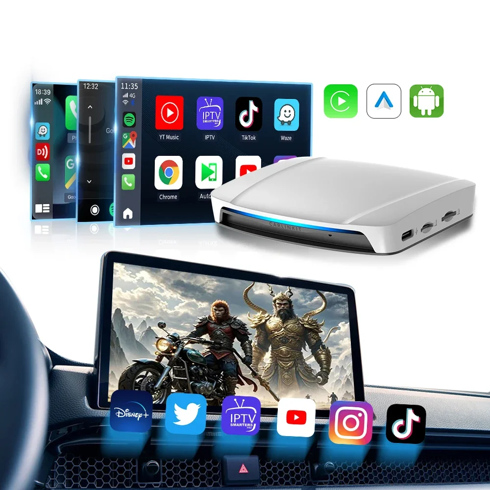 Carlinkit Tbox Uhd   Port 6225 Chip Car Tv Box Android 13 128Gb Wire to Wireless Carplay Android Auto Ai Box With Sim Tf Slot