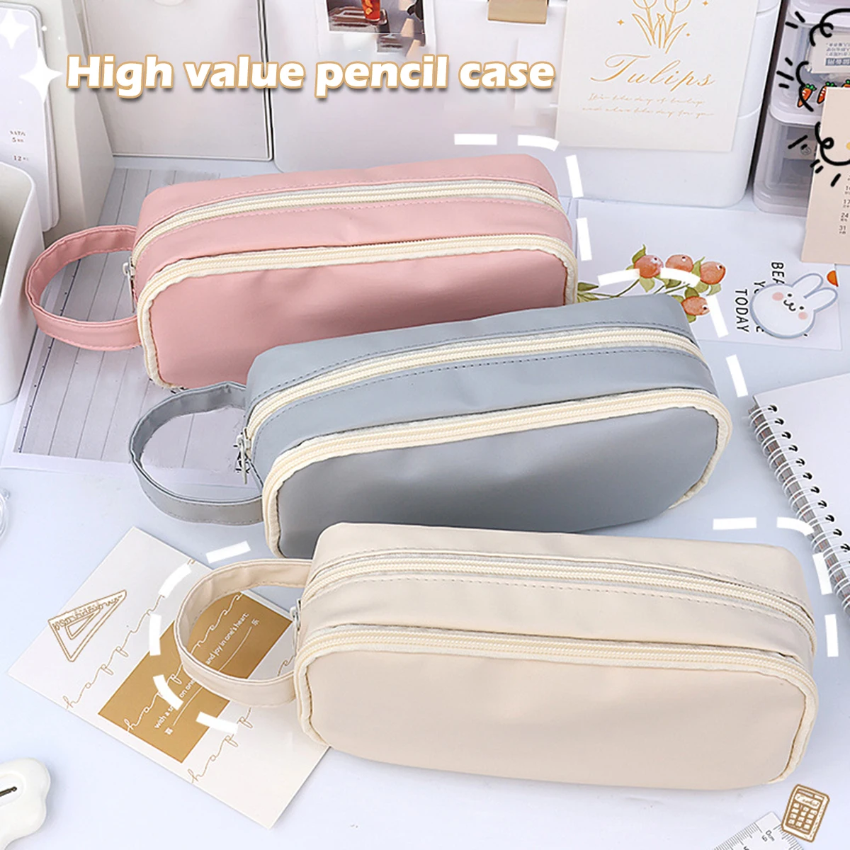 Kawaii Pencil Case Bag Portable Transparent Pen Pouch Box Waterproof for Girls Back to School Supplies Cute Korean Stationery