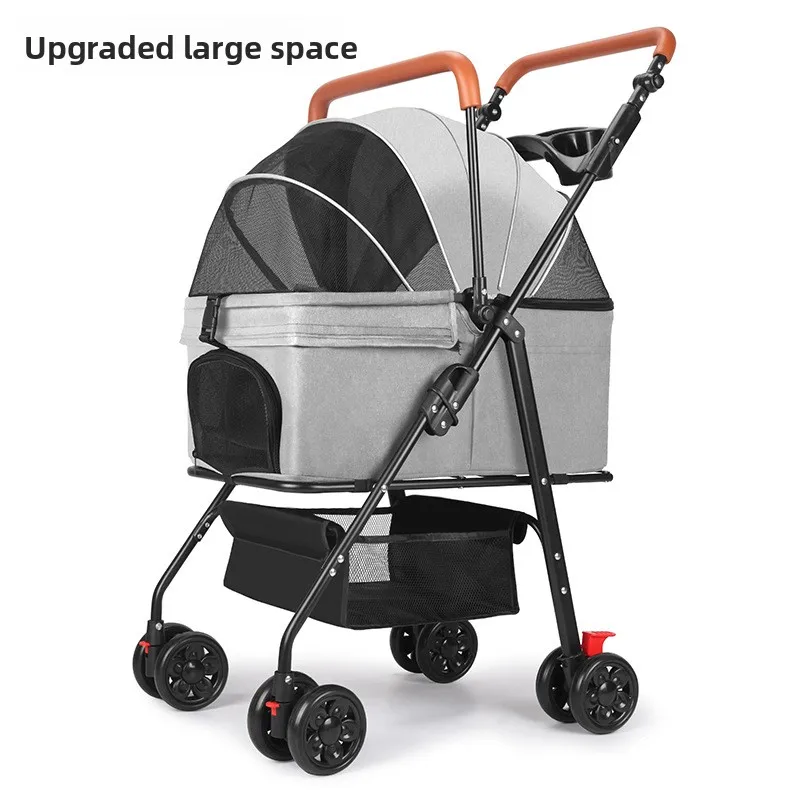 Pet Stroller Cat Dog Small Lightweight Foldable Outdoor Detachable Pet Trolley Pet Trolley Cat and Dog Travel Handcart