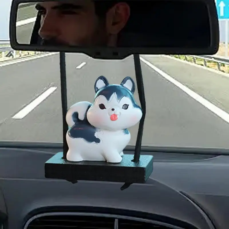 Swinging Animal Car Ornament Resin Auto Interior Dog Decoration Cute Truck Rearview Animal Ornament For Adding Fun To The Car