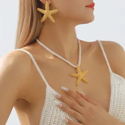 New Trendy 18K Gold Plated Stainless Steel Sea Ocean Element Starfish Earrings for Women Summer Beach Waterproof Jewelry Gifts
