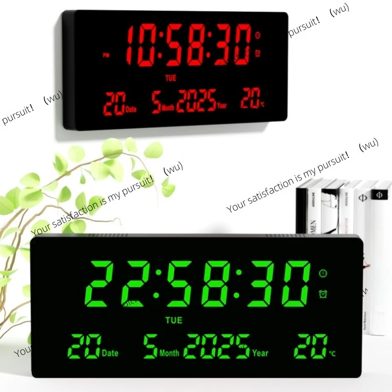 Upgraded Type-C Power 6 Digits LED Digital Calendar Wall Clock with Year Month Day Display Home Thermometer Digital Alarm Clock