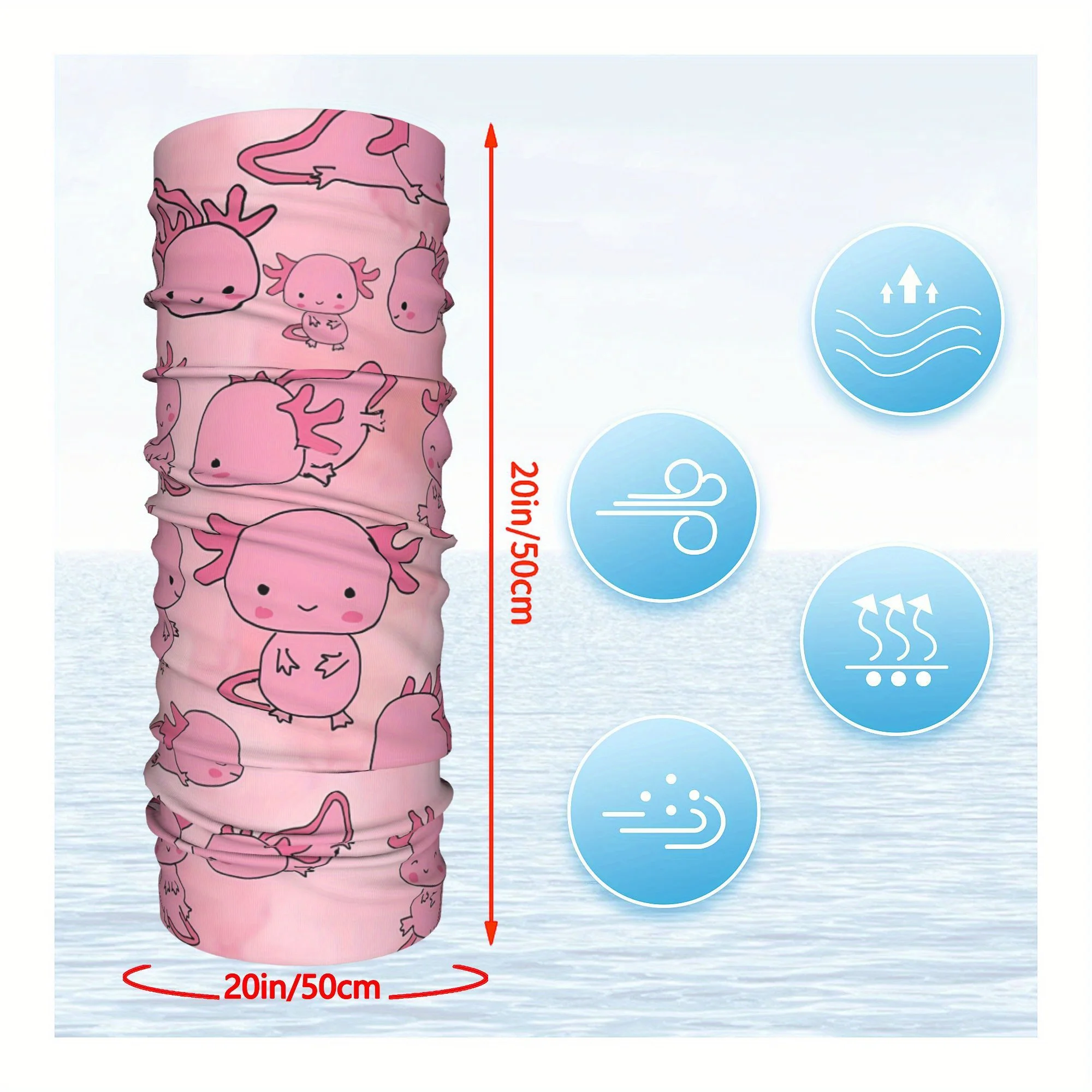 1pc Axolotl Print Fashionable Polyester Neck Gaiter, Elastic Knit Tube Scarf for Men and Women, Versatile Headband
