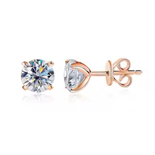 Moissanite Ear Studs GRA Certified 925 Sterling Silver 4Claw - Rose Gold