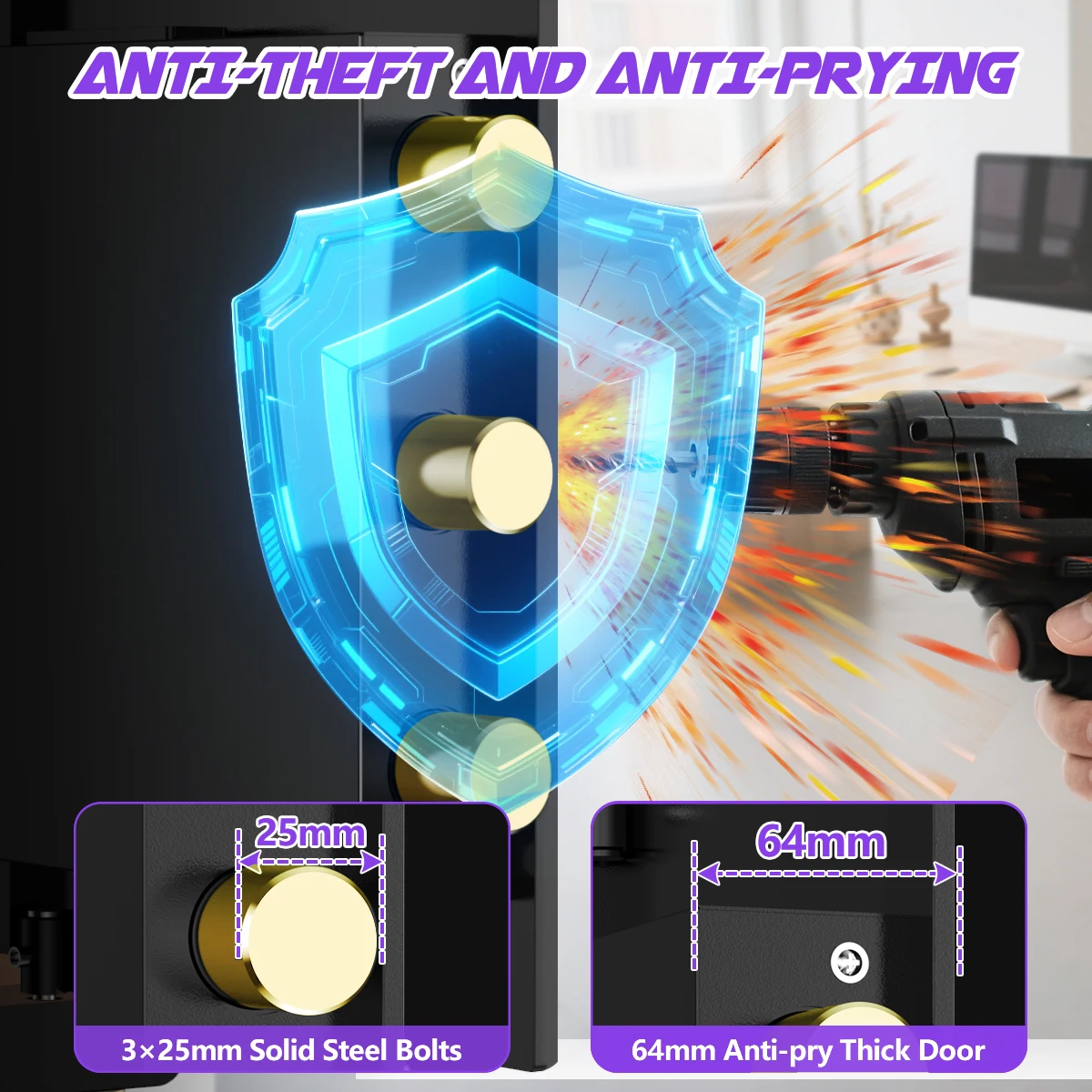 BESAFETY 5.3 Cuft Large Safe Box, Digital Keypad, LCD Screen, Security Home Safe with Interior Safe Lock Box, Removable Shelf