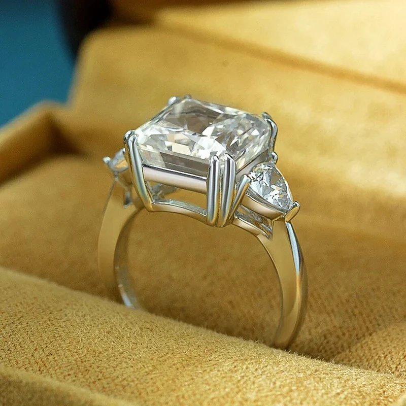 Huitan Quadratische weiße Zirkonia-Ringe, silberfarben, luxuriöse Hochzeitsaccessoires, Damen, Jahrestagsgeschenk, Ewigkeit, Modeschmuck