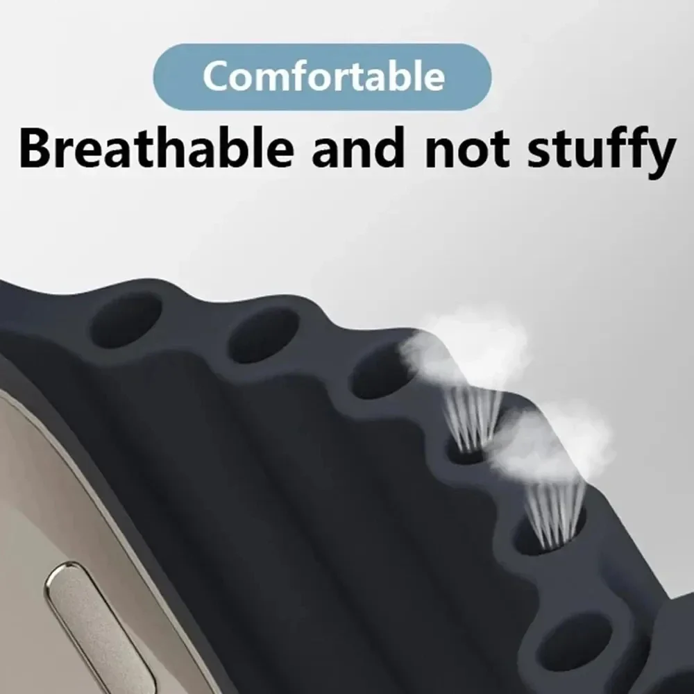 Ocean Strap for Apple Watch 49mm 44mm 42mm 45mm 40mm 41mm 38mm Breathable Silicone Bracelet Wristband Ultra 9 8 7 6 5 4 SE Band