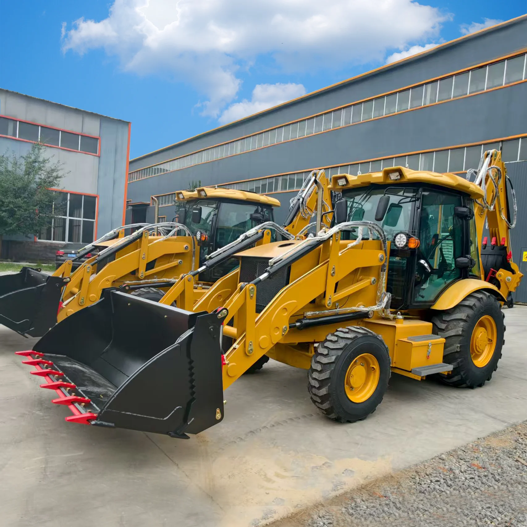 Wheel Loader Backhoe Digger Diesel Hydraulic Cabin A Frame Outriggers Front End Loader Digger Construction Farm Machinery